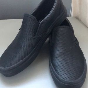 NWOT black leather vans